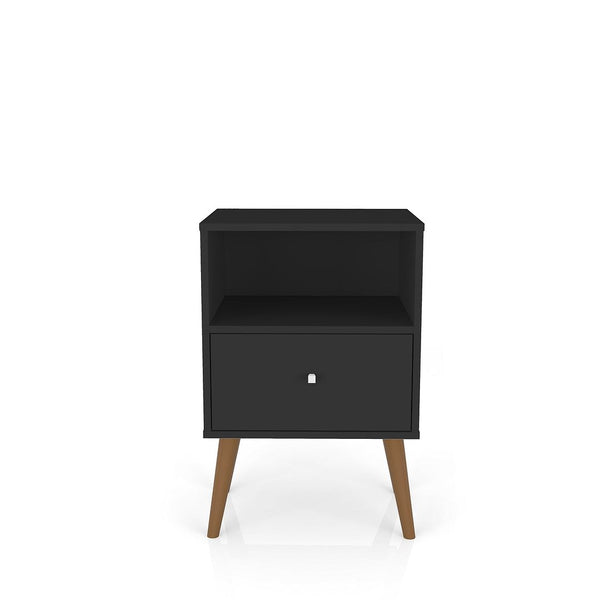 Manhattan Comfort Liberty Mid-Century Modern Nightstand Black 203AMC8