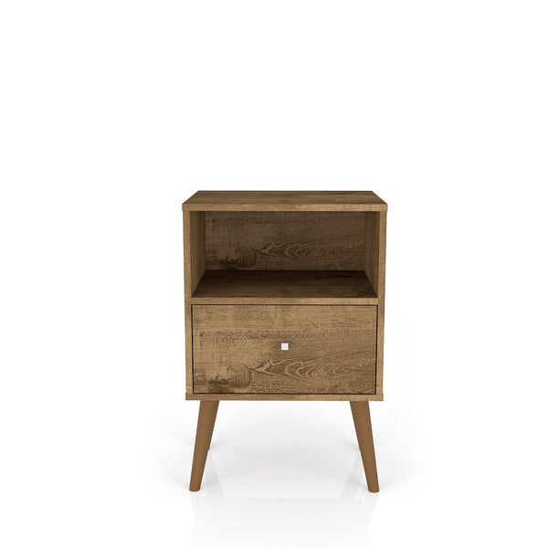 Manhattan Comfort Liberty Mid-Century Modern Nightstand Rustic Brown 203AMC9