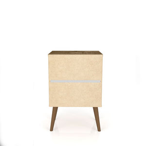 Manhattan Comfort Liberty Mid-Century Modern Nightstand Rustic Brown and White 203AMC96