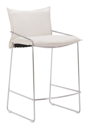 Zuo Modern Pola Counter Stool - Modern Design With High-quality Poly Linen And Chromed Steel For Stylish Seating White 100% Polyester,Plywood,Steel 110872-zuo-modern
