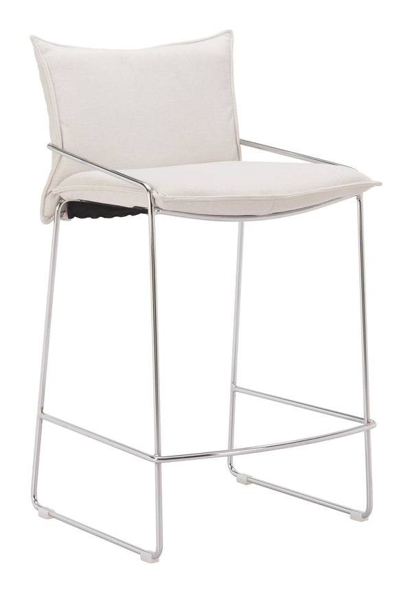 Zuo Modern Pola Counter Stool - Modern Design With High-quality Poly Linen And Chromed Steel For Stylish Seating White 100% Polyester,Plywood,Steel 110872-zuo-modern