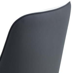 English Elm A modern dining chair with curved PU leather backrest, padded seat and sturdy black metal legs for comfort and style White+gray 25.98 L x 21.65 W x 18.5 H W1512P395374