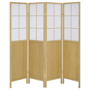 English Elm Gabby Natural 4-Panel Room Divider – Shoji Folding Screen with Windowpane Panels, Light-Diffusing Privacy B062P299812