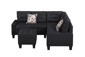 English Elm 6-Piece Upholstered Sectional with Pocket Springs, Tufted 5.5" Seat, Sturdy Wood Frame, Easy Assembly Black 28.54 L x 23.23 W x 15.16 H W2297S00019