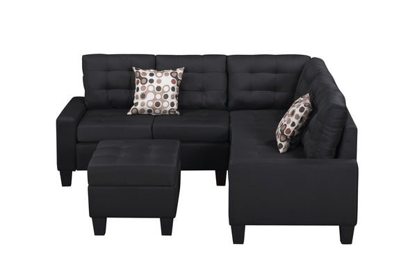 English Elm 6-Piece Upholstered Sectional with Pocket Springs, Tufted 5.5" Seat, Sturdy Wood Frame, Easy Assembly Black 28.54 L x 23.23 W x 15.16 H W2297S00019