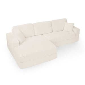 English Elm Left Sectional Corduroy Sleeper Sofa Modular L Shape Design for Modern Apartments W487S00300