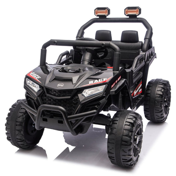 English Elm 12v Kids Electric Utv with 4-wheel Suspension Anti-collision Bar and 2-hour Battery Black W1578P343329