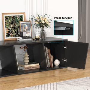 English Elm Highboy Media Console with Led Lighting Fluted Panels and Storage for Living Room T3773P416495