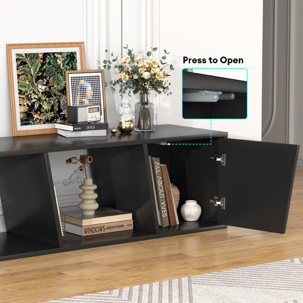 English Elm Highboy Media Console with Led Lighting Fluted Panels and Storage for Living Room T3773P416495