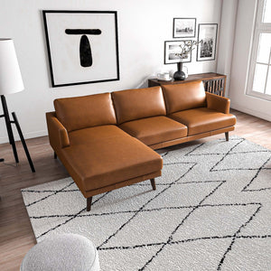 English Elm Ashcroft Furniture - Lore L-Shaped Cognac Leather Sectional Sofa - Chic Mid-Century Design For Comfort & Style B183S00027