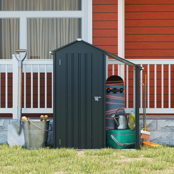 English Elm Campcraft Galvanized Steel Outdoor Storage Cabinet with Lockable Compartment and Firewood Rack W1598P382301