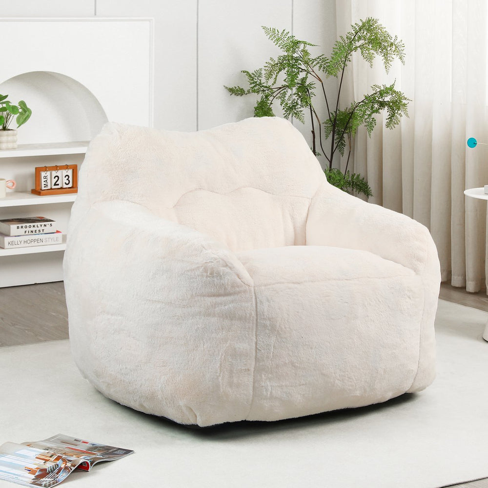 English Elm Bean Bag Chair - Luxurious Faux-Fur Sofa With High-Density Foam, Ideal For Relaxing, Gaming & More! W2200P313788