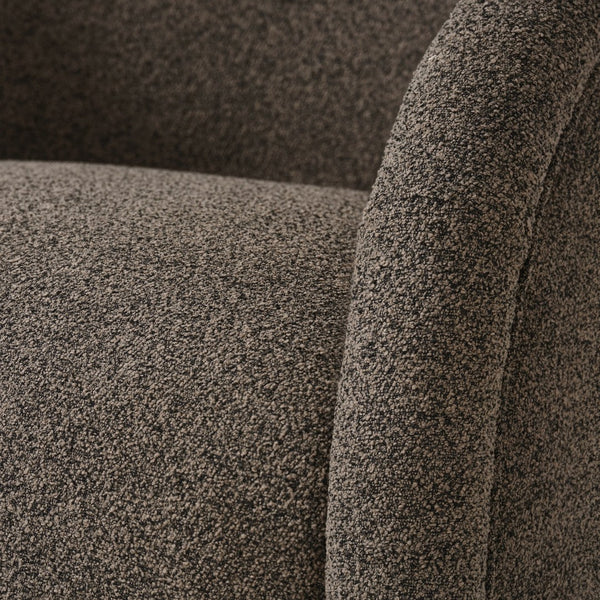 English Elm Sabbo Bouclé Swivel Accent Chair Walnut Wood Base Cozy Reading Nook Seating N767P388923M
