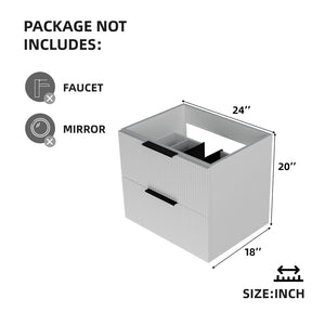 English Elm 060 Floating Wall Mounted Bathroom Vanity Cabinet with Soft Close Drawers Modern White W3520P345977
