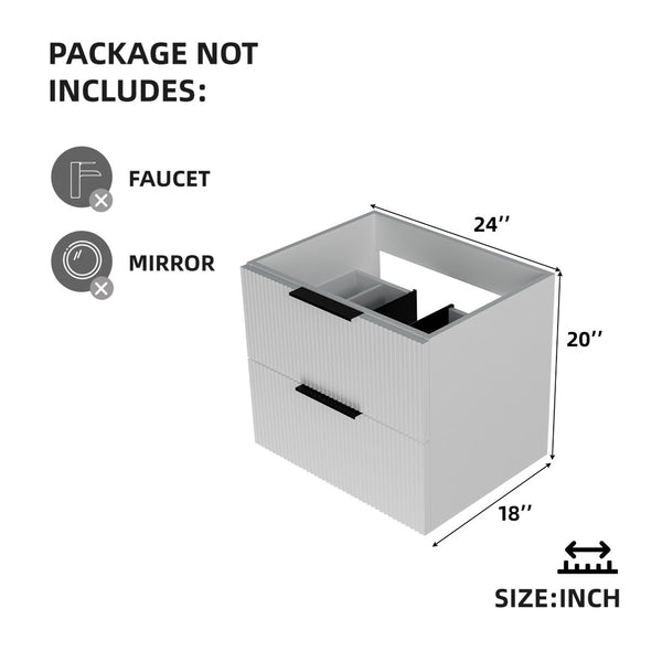 English Elm 060 Floating Wall Mounted Bathroom Vanity Cabinet with Soft Close Drawers Modern White W3520P345977