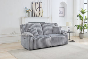 English Elm M079 Power Reclining Sofa Set – Grey Fabric Loveseat, Single Recliner & Usb Charging Convenience W1805S00104