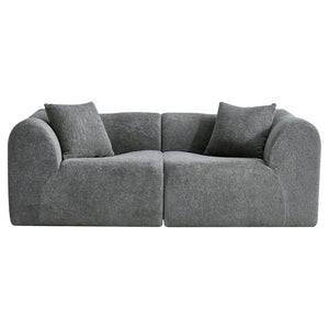 English Elm Modern Velvet Two Seat Loveseat with Pillows Compact Upholstered Sofa for Apartment Gray W1765P349641