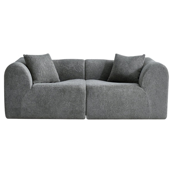 English Elm Modern Velvet Two Seat Loveseat with Pillows Compact Upholstered Sofa for Apartment Gray W1765P349641