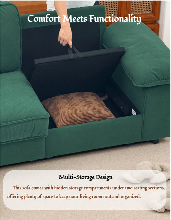 English Elm Fx-P20M-2S-Gr Green Velvet 2-Seater Loveseat With Hidden Storage - Stylish Sofa For Small Spaces W576S00230