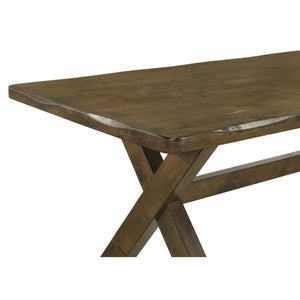 English Elm Carbon Knotty Nutmeg Dining Table with Rustic Knots, Sturdy Asian Hardwood Frame and Modern X-Base Support B062S00668