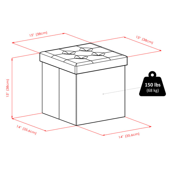 Winsome Wood Ashford Square Storage Ottoman - Versatile Black Faux Leather Seat & Storage Solution For Any Room Black Polyurethane 20415-winsome-wood