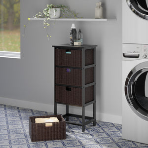 Winsome Wood Omaha Storage Rack With 4 Stylish Foldable Baskets For Organized Living Spaces - Black & Chocolate Black ,Chocolate Solid ,Composite Wood ,Corn Husk 20418-winsome-wood