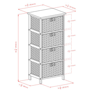 Winsome Wood Omaha Storage Rack With 4 Stylish Foldable Baskets For Organized Living Spaces - Black & Chocolate Black ,Chocolate Solid ,Composite Wood ,Corn Husk 20418-winsome-wood