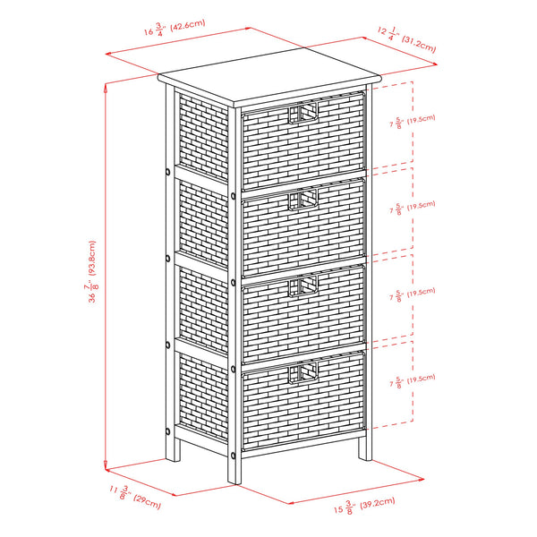 Winsome Wood Omaha Storage Rack With 4 Stylish Foldable Baskets For Organized Living Spaces - Black & Chocolate Black ,Chocolate Solid ,Composite Wood ,Corn Husk 20418-winsome-wood