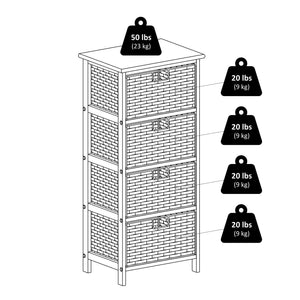 Winsome Wood Omaha Storage Rack With 4 Stylish Foldable Baskets For Organized Living Spaces - Black & Chocolate Black ,Chocolate Solid ,Composite Wood ,Corn Husk 20418-winsome-wood
