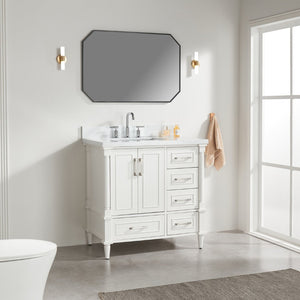 English Elm Fully Assembled 36 Inch Bathroom Vanity Carrara Marble Top Dual Basin Rubberwood W1826P308992