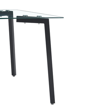 English Elm Glass Dining Table - Modern 130X80 Cm Tempered Glass Top For 4, Easy Assembly & Chic Design W370S00052