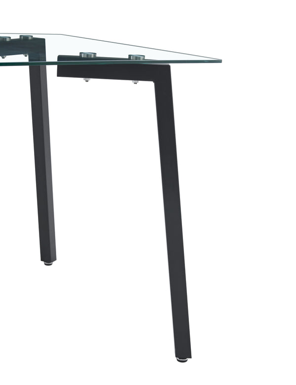 English Elm Glass Dining Table - Modern 130X80 Cm Tempered Glass Top For 4, Easy Assembly & Chic Design W370S00052