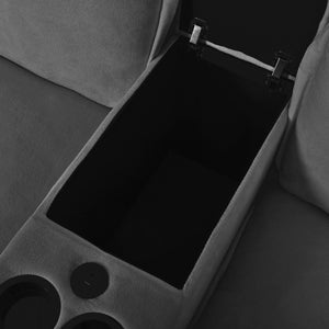 English Elm Modular Cloud Sofa U-shape Chenille Sectional with Storage Usb Charging Ottomans Grey W3163S00124