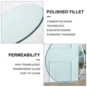 English Elm Size:42.13 Round Tempered Glass Table Top Clear Polished Edge Surface for Any Base W1151P324645