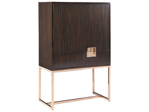 Lexington Artistica Home Casanova Bar Cabinet - Contemporary Elegance With Brass Accents And Unique Ebony Veneer Design Dark Brown Wood 2043-961c