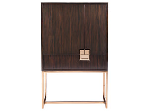 Lexington Artistica Home Casanova Bar Cabinet - Contemporary Elegance With Brass Accents And Unique Ebony Veneer Design Dark Brown Wood 2043-961c