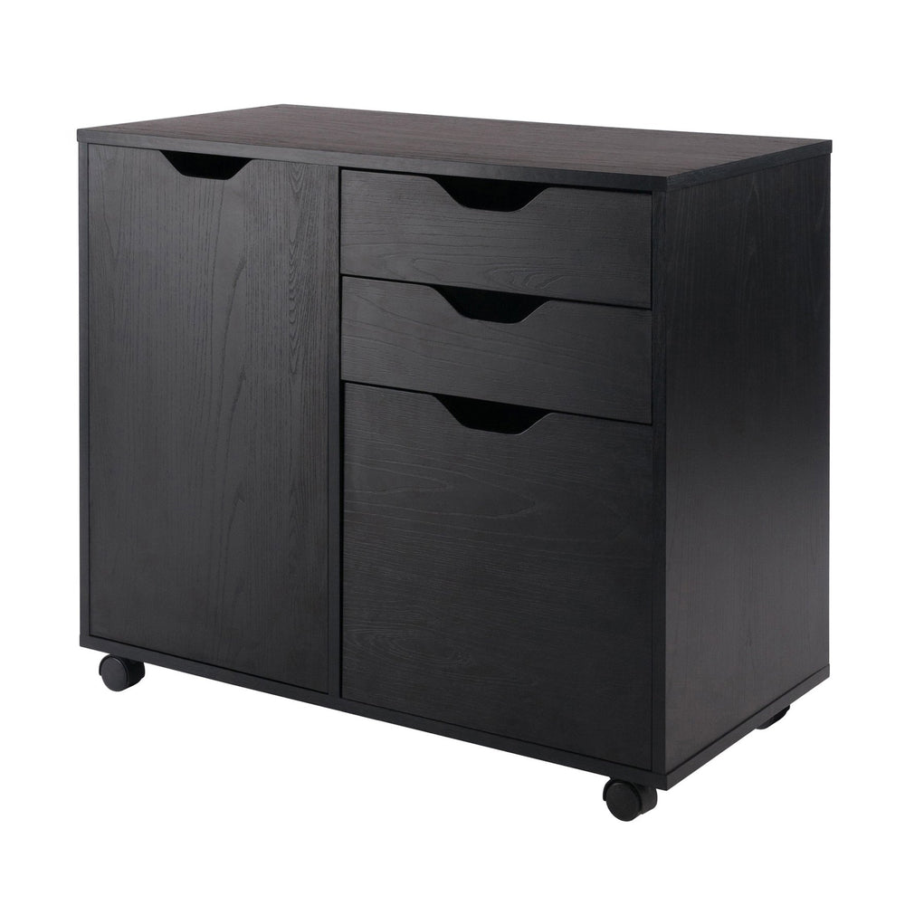 Winsome Wood Halifax Mobile Filing Cabinet With 3 Drawers & Side Storage - Sleek Black Design For Home Office Black Composite Wood 20431-winsome-wood