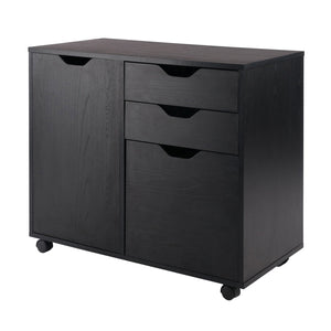 Winsome Wood Halifax Mobile Filing Cabinet With 3 Drawers & Side Storage - Sleek Black Design For Home Office Black Composite Wood 20431-winsome-wood