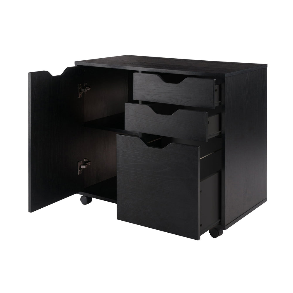 Winsome Wood Halifax Mobile Filing Cabinet With 3 Drawers & Side Storage - Sleek Black Design For Home Office Black Composite Wood 20431-winsome-wood