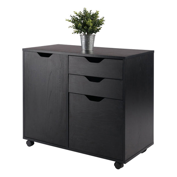 Winsome Wood Halifax Mobile Filing Cabinet With 3 Drawers & Side Storage - Sleek Black Design For Home Office Black Composite Wood 20431-winsome-wood