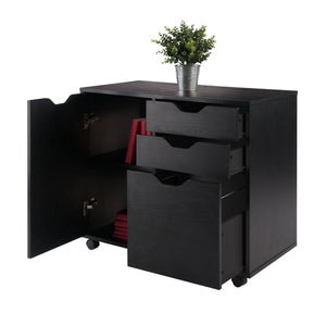 Winsome Wood Halifax Mobile Filing Cabinet With 3 Drawers & Side Storage - Sleek Black Design For Home Office Black Composite Wood 20431-winsome-wood