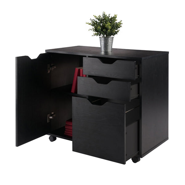 Winsome Wood Halifax Mobile Filing Cabinet With 3 Drawers & Side Storage - Sleek Black Design For Home Office Black Composite Wood 20431-winsome-wood