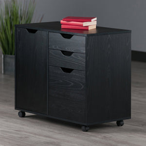 Winsome Wood Halifax Mobile Filing Cabinet With 3 Drawers & Side Storage - Sleek Black Design For Home Office Black Composite Wood 20431-winsome-wood