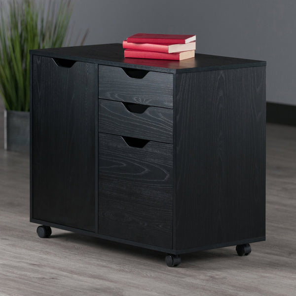 Winsome Wood Halifax Mobile Filing Cabinet With 3 Drawers & Side Storage - Sleek Black Design For Home Office Black Composite Wood 20431-winsome-wood