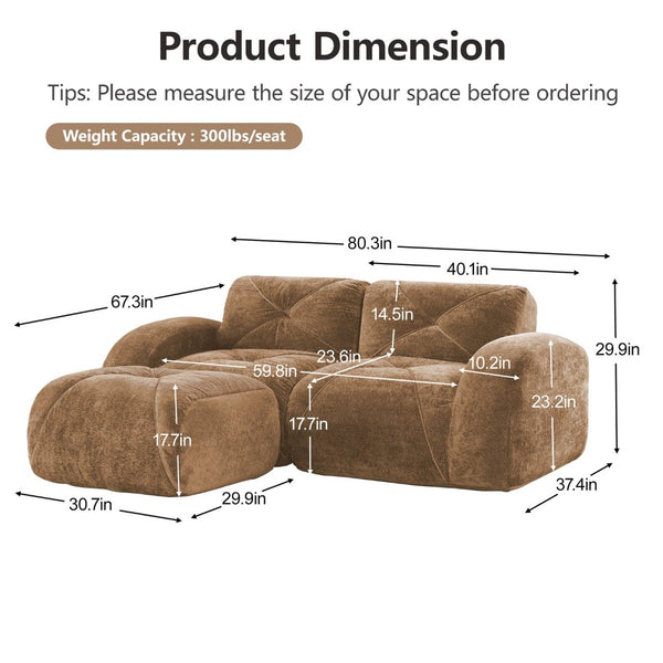 English Elm L-shaped Velvet Sectional Sofa Tufted Modular Design with High Density Foam Boneless Build Camel W714S01591