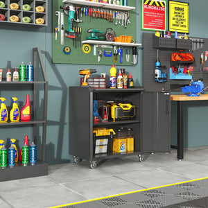 English Elm Heavy-duty Steel Garage Cabinet on Wheels with Locking Doors and Adjustable Shelves T2398P223005