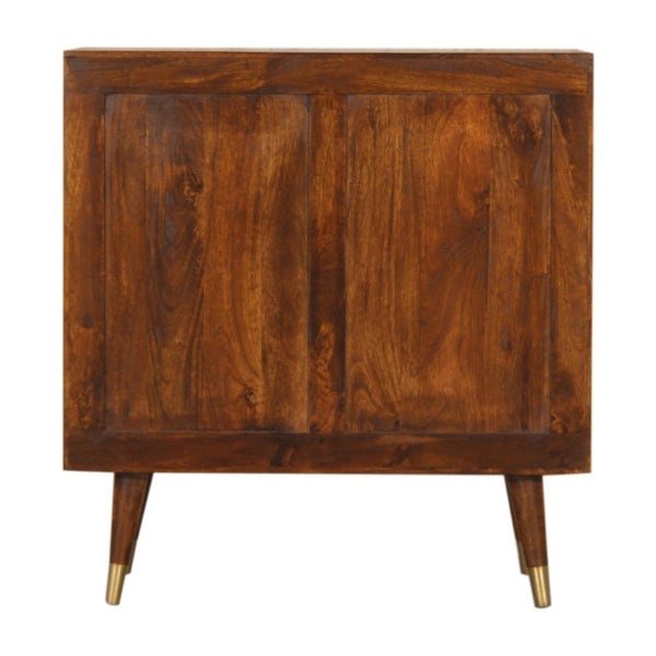English Elm Solid Mango Wood Cabinet with Brass Plated Doors and Nordic Feet for Living Rooms B182P284339