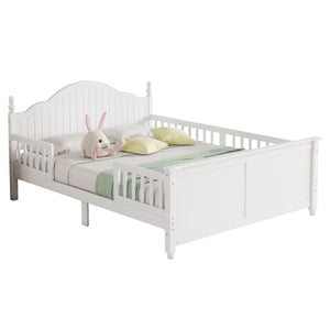 English Elm Twin Low Profile Kids Platform Bed Solid Pine Frame with Guardrails and Storage White W2593P411271