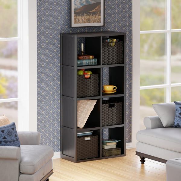 Winsome Wood Timothy 5-piece 4x2 Modern Storage Shelf With 4 Stylish Foldable Baskets For Tidy Organization Black Composite Wood 20449-winsome-wood