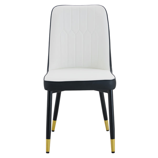 English Elm Modern Two-Tone Pu Dining Chairs Set - Elegant White & Black Upholstery With Gold Accents W1151P217983